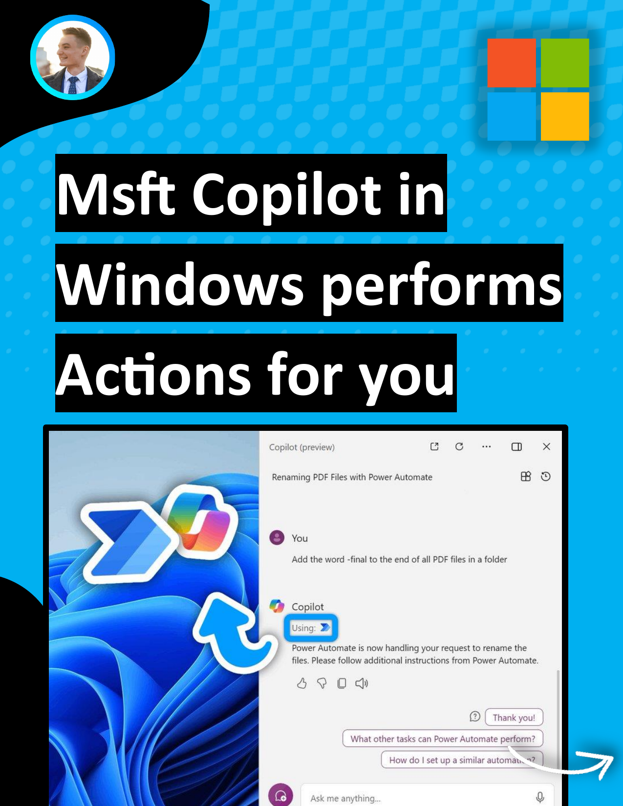 Msft Copilot in Windows performs Actions for you