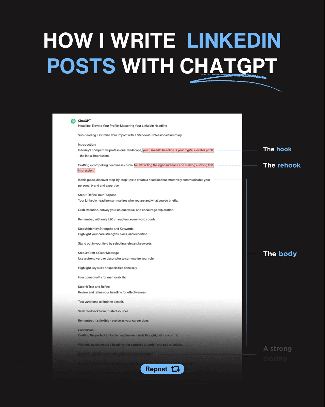 HOW I WRITE LINKEDIN POSTS WITH CHATGPT
